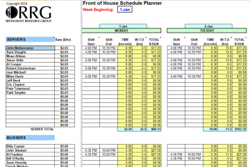 Front of House Schedule Planner and Writer